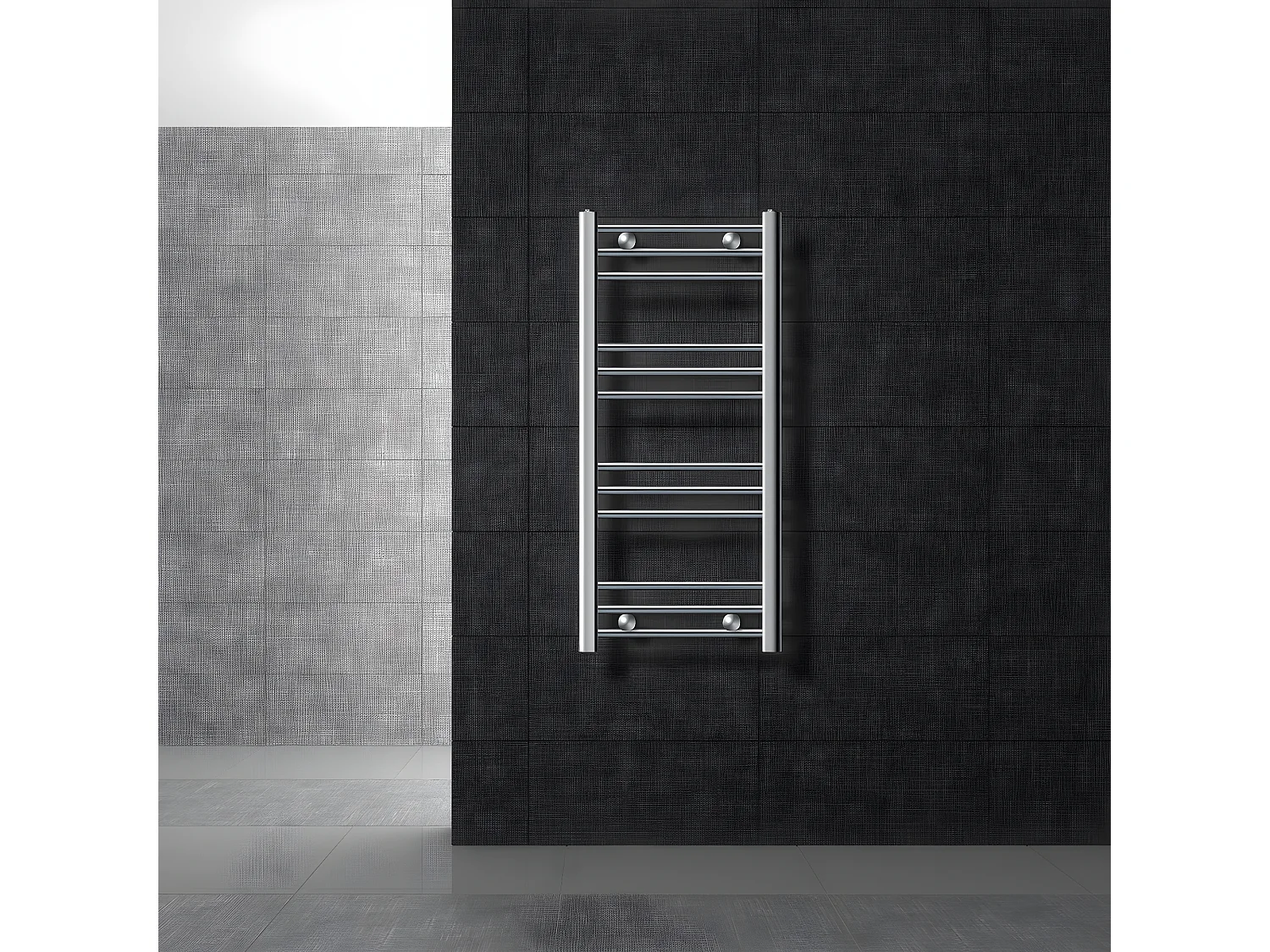 Radiatore Sahara Design, 400 x 800 mm, cromato, attacco laterale, forma dritta