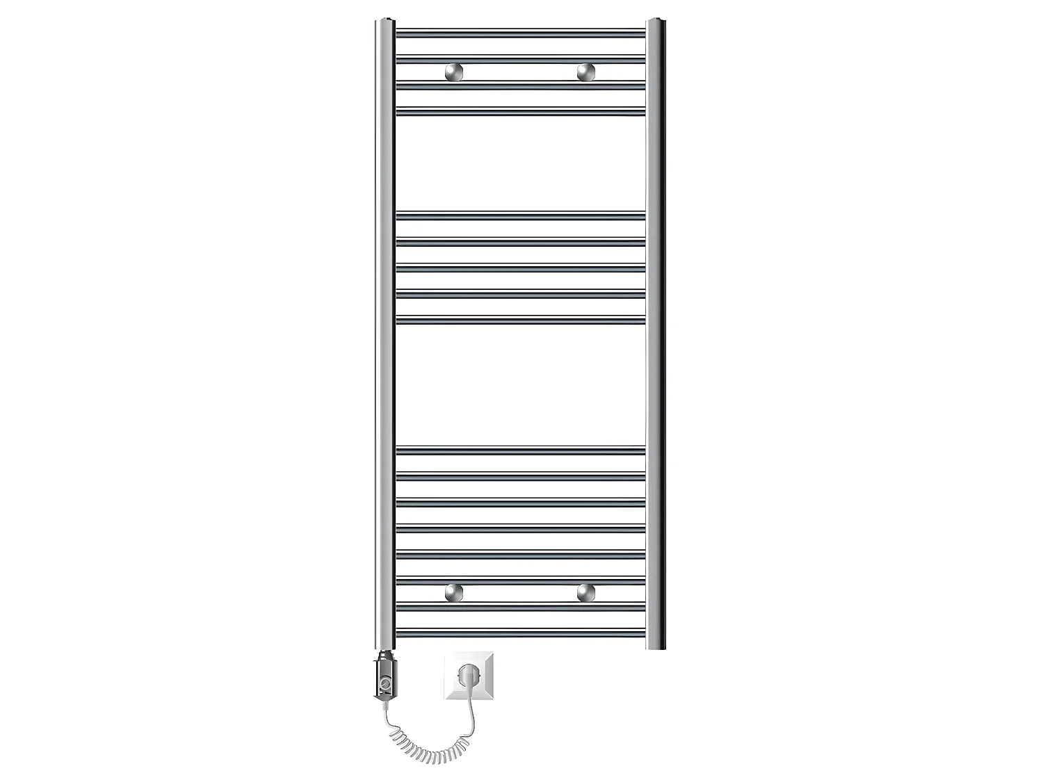 Radiateur sèche-serviettes électrique, 600 x 1200 mm, Chrome, droit