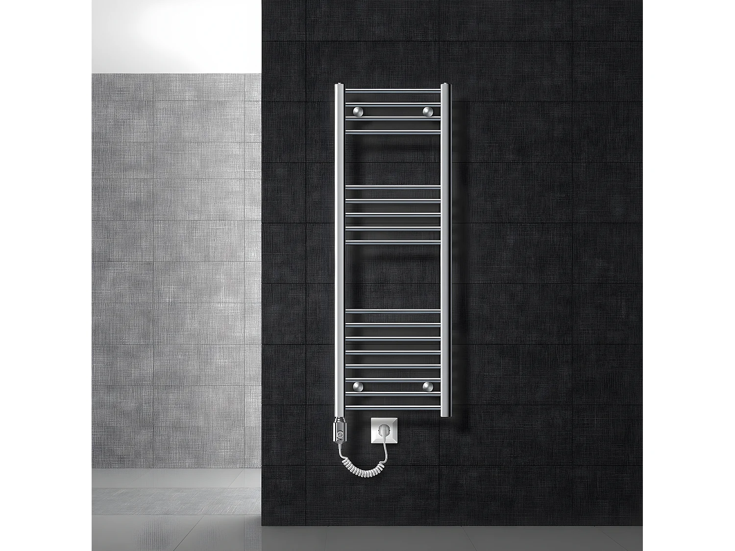 ECD Germany Radiador eléctrico de toallas - 400 x 1200 mm - 900W - Cromado - plano - con conexión lateral - Radiador para baño