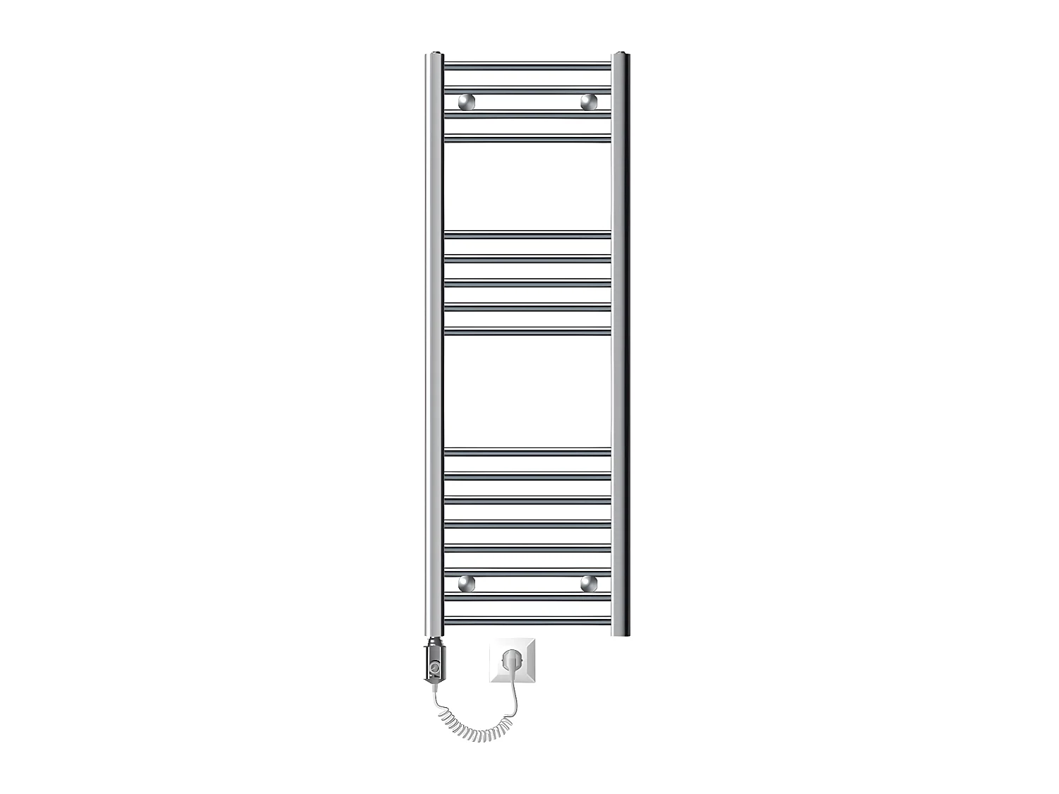 ECD Germany Radiateur sèche-serviettes électrique avec résistance 900W - 400 x 1200 mm - Chrome - droit avec raccordement latéral - Sèche serviettes