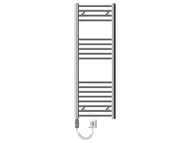 ECD Germany Radiateur sèche-serviettes électrique avec résistance 900W - 400 x 1200 mm - Chrome - droit avec raccordement latéral - Sèche serviettes
