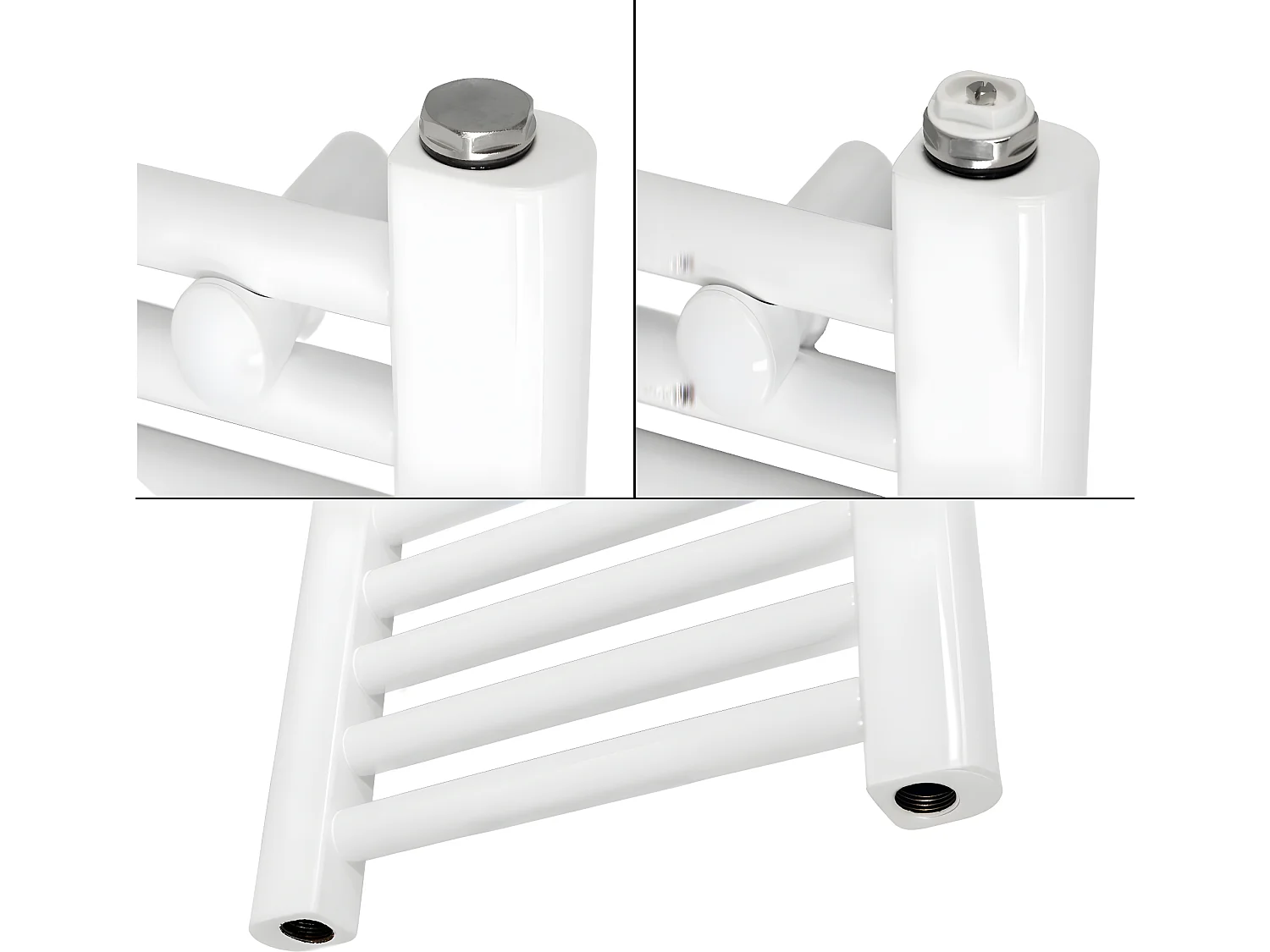 Radiateur pour Salle de Bain, 400x1500mm, Blanc, Barre Chauffe-Serviettes, Forme Courbé