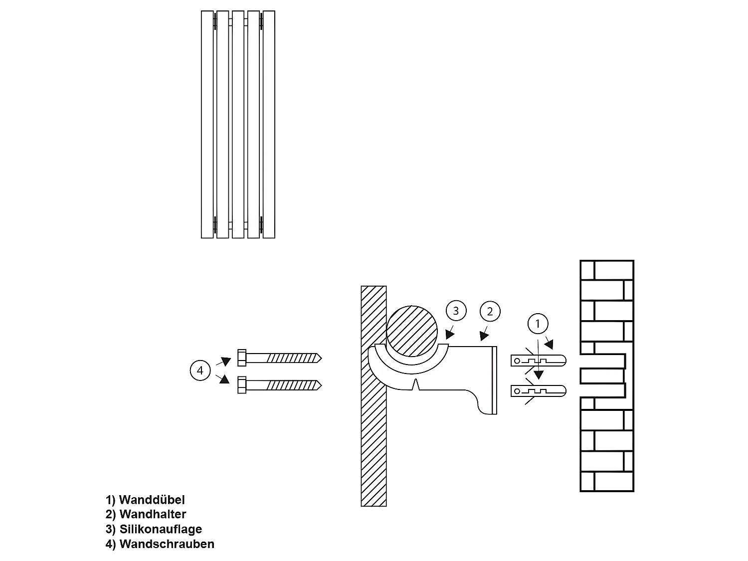 ECD Germany Radiateur Stella Non Électrique - 480 x 1800 mm - Blanc - Connexion Central - sans Kit de Raccordement - Design Panneau Plat