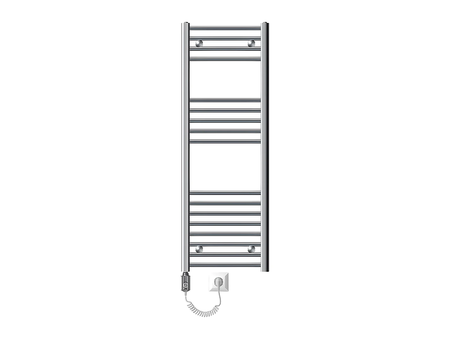 ECD Germany Radiateur sèche-serviettes électrique avec résistance 1200W - 400 x 1200 mm - Chrome - droit avec raccordement latéral - Sèche serviettes