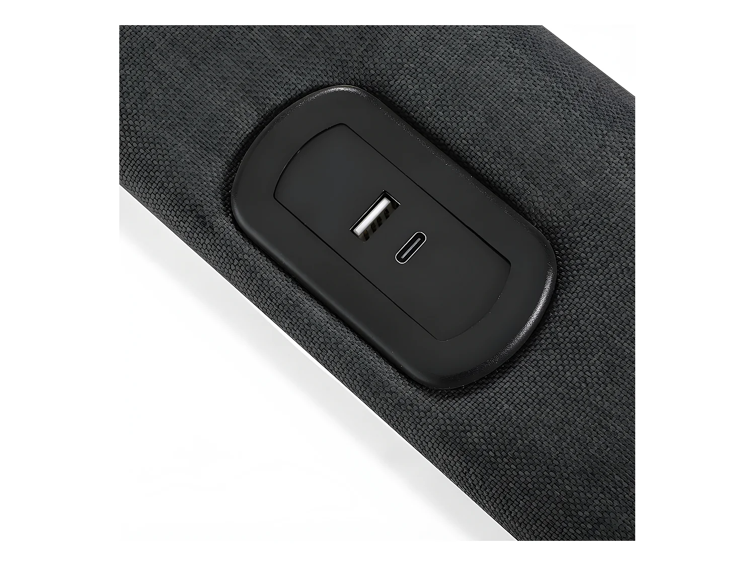 Gestoffeerd opbergbed 160x200cm met LED en USB en Type-C oplaadpoort - Linnenstof - lattenbodem - Grijs