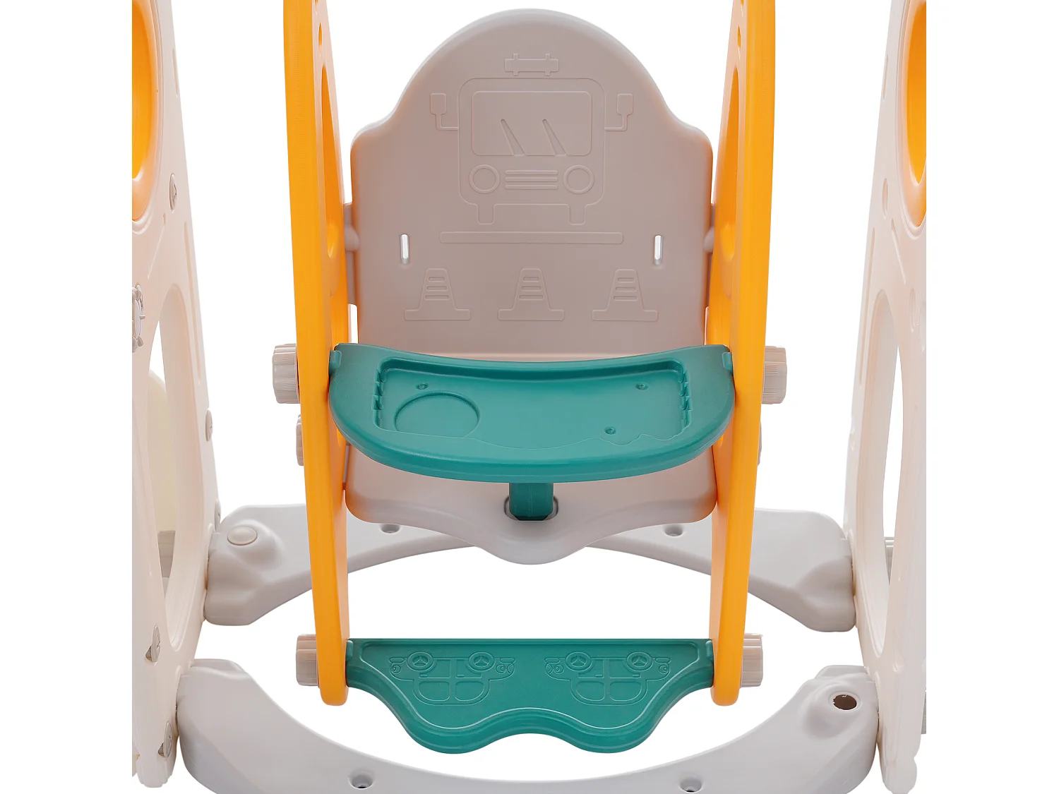 Toboggan pour enfants - comprend toboggan, escalier, passerelle et espace de rangement - polyéthylène - Jaune et vert