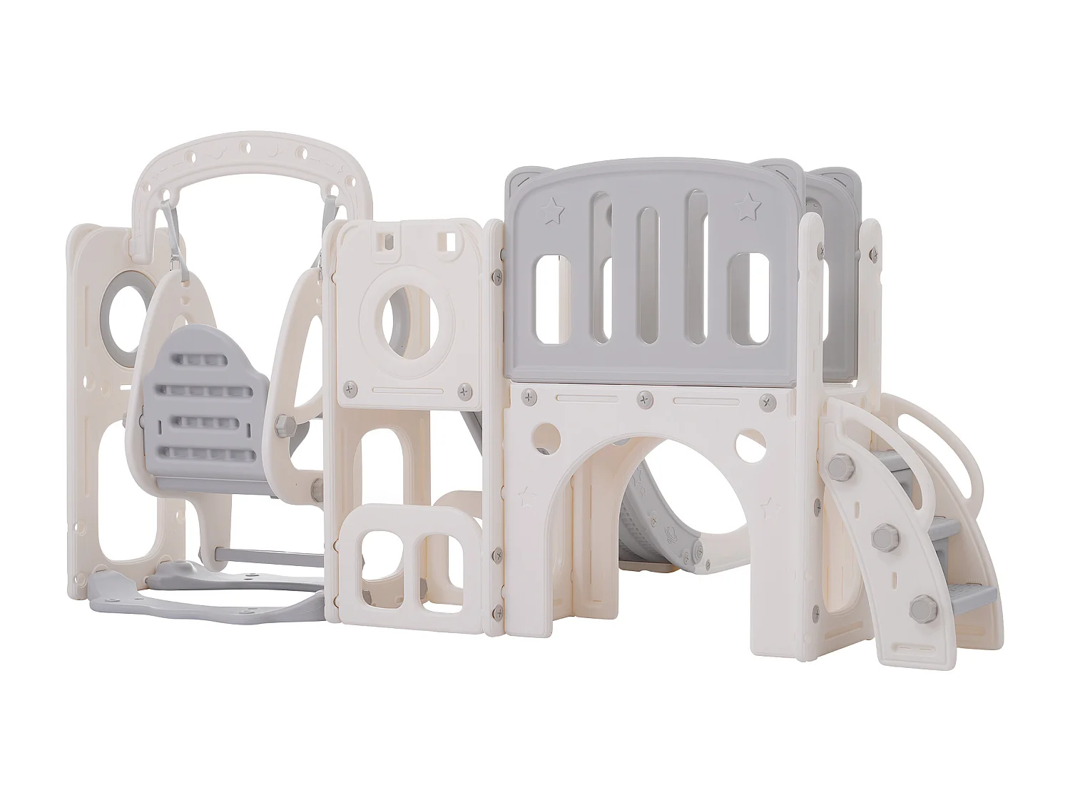 Glijbaan voor kinderen - inclusief glijbaan, trap, platform en opbergruimte - polyethyleen - lichtgrijs