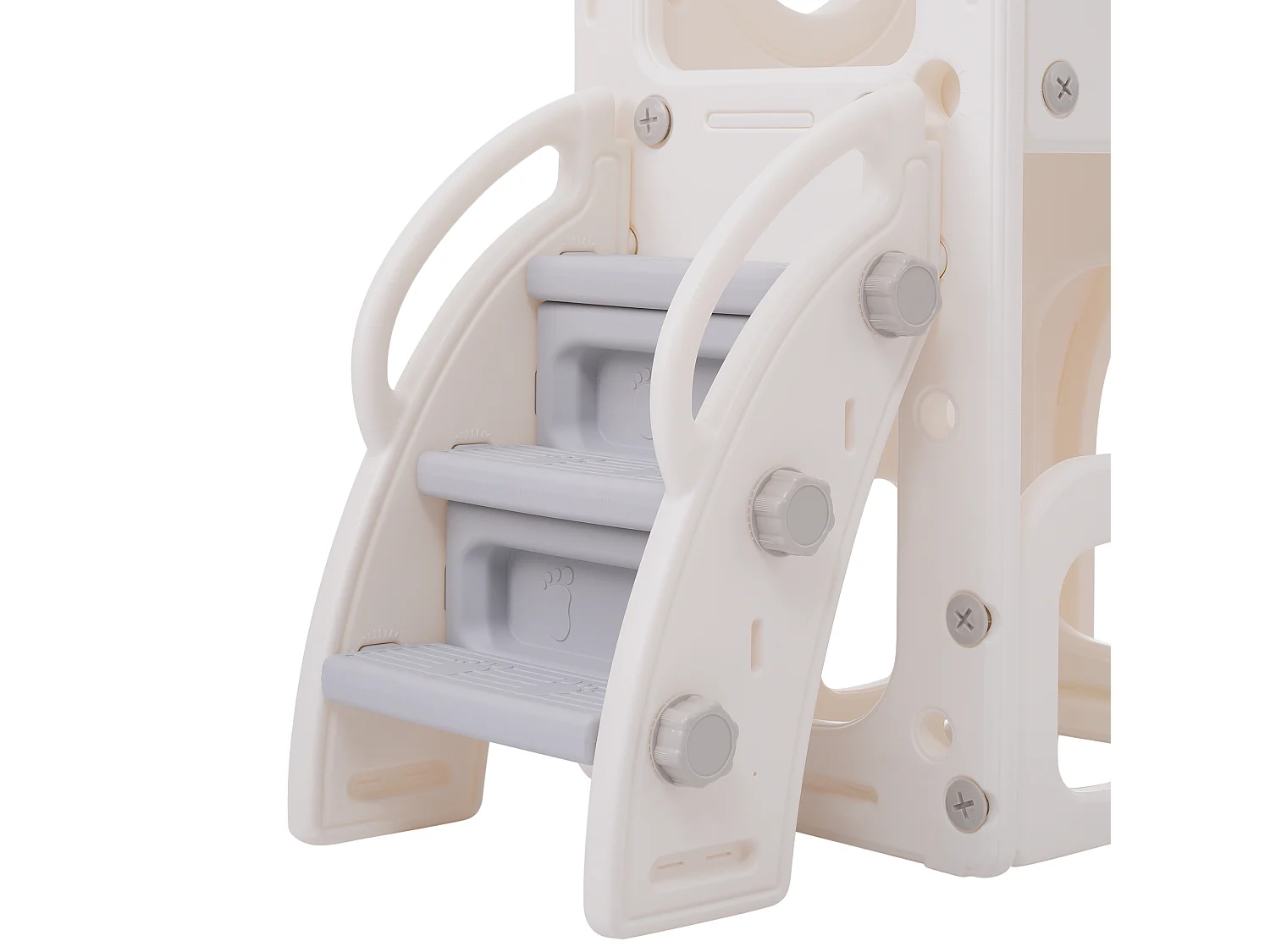 Glijbaan voor kinderen - inclusief glijbaan, trap, platform en opbergruimte - polyethyleen - lichtgrijs