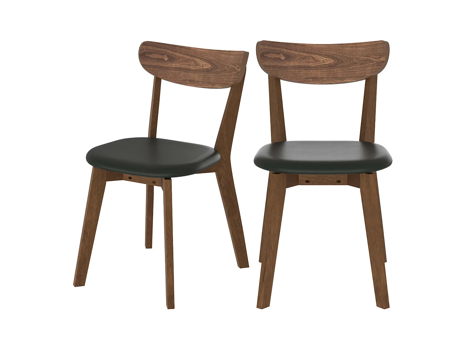 Lot de 2 chaises en cuir synthétique noir et bois de frêne - Tabata