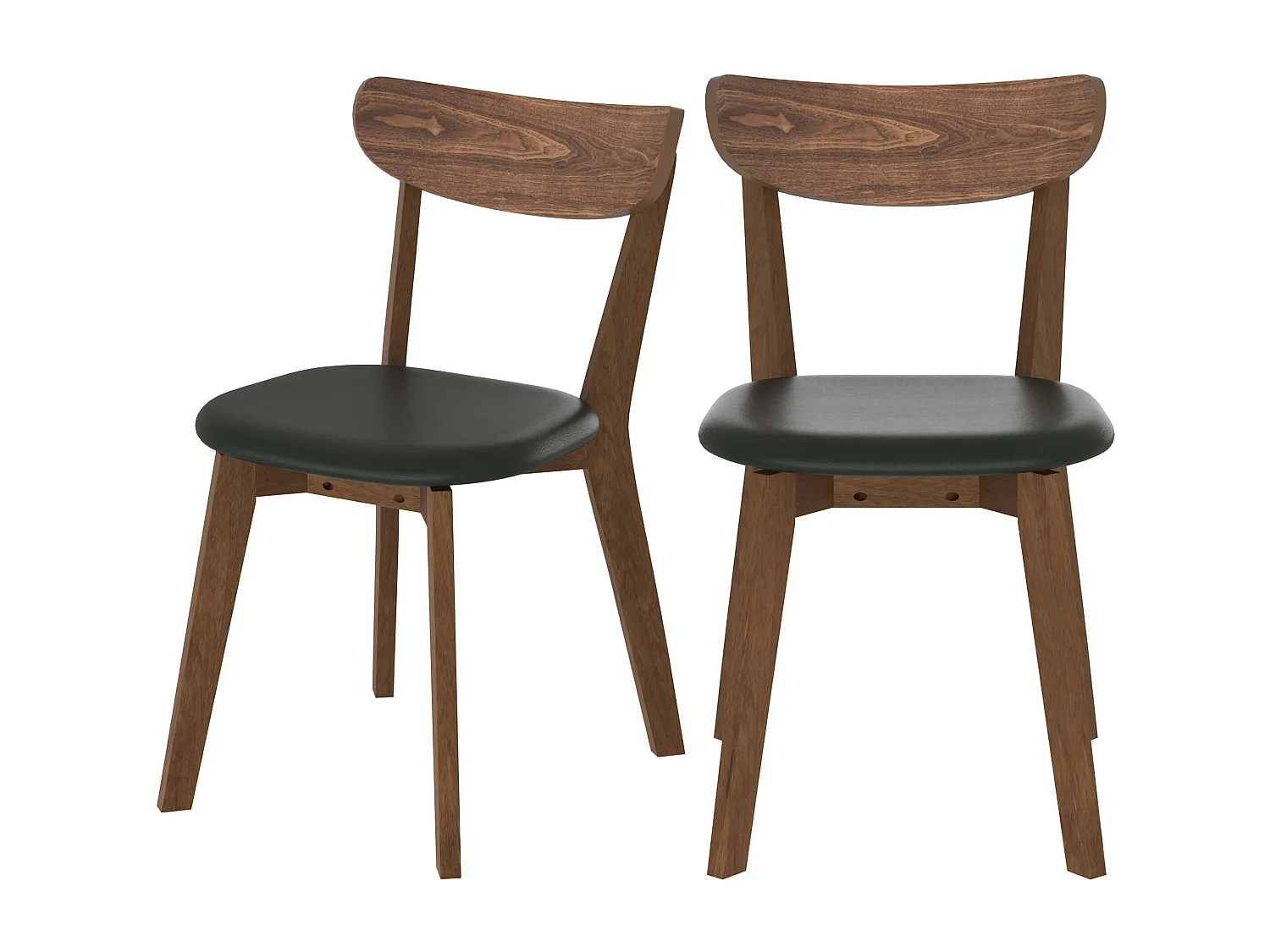 Lot de 2 chaises en cuir synthétique noir et bois de frêne - Tabata