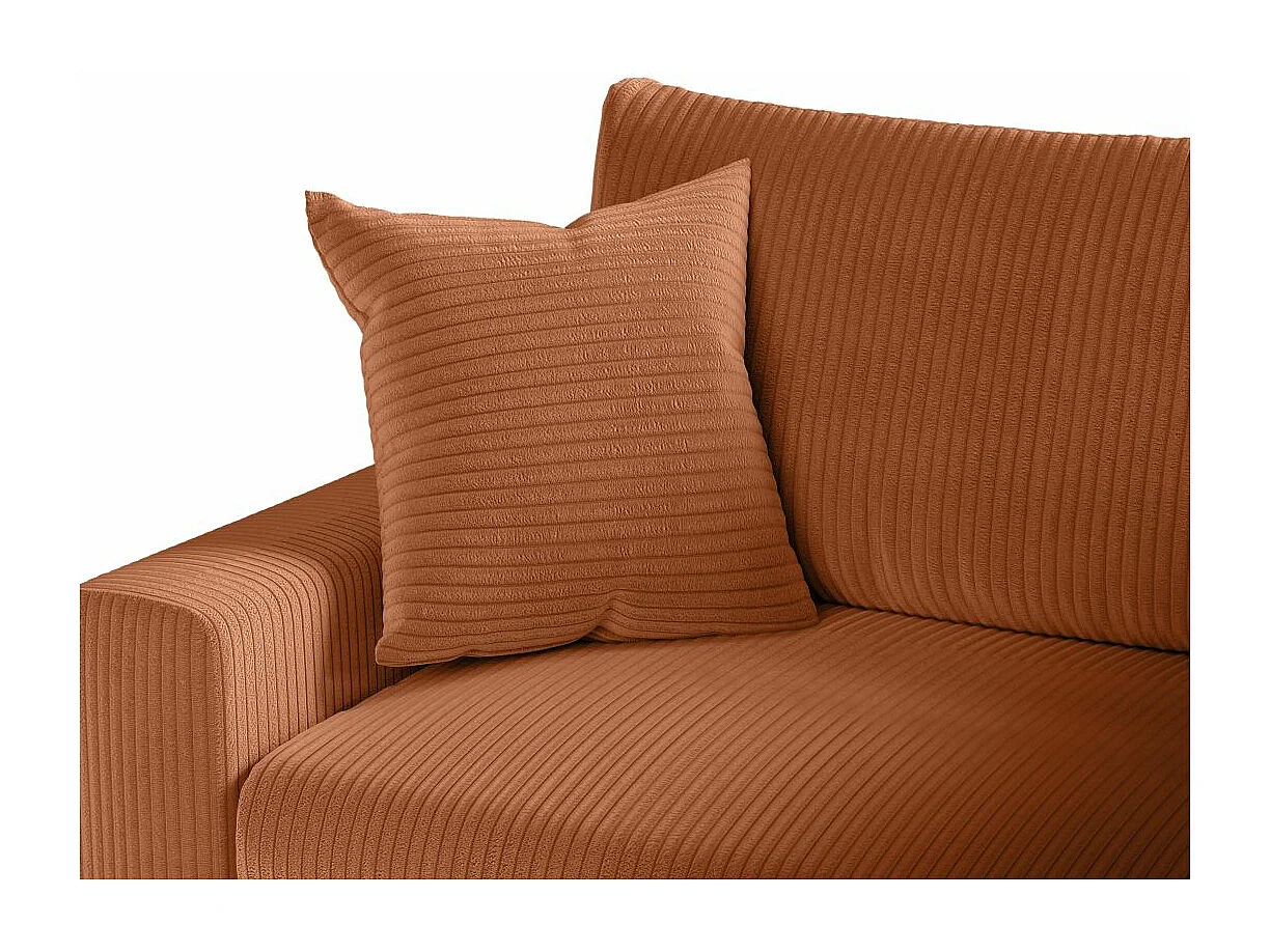 Canapé d'angle 3 places convertible réversible Maria en velours côtelé avec coffre - Terracotta - L227 x P146 x H81cm - Loungitude