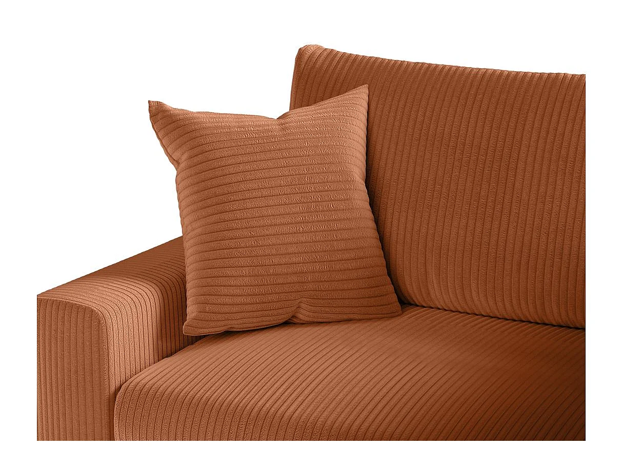Canapé d'angle 3 places convertible réversible Maria en velours côtelé avec coffre - Terracotta - L227 x P146 x H81cm - Loungitude