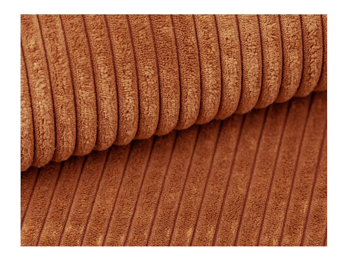Canapé d'angle 3 places convertible réversible Maria en velours côtelé avec coffre - Terracotta - L227 x P146 x H81cm - Loungitude