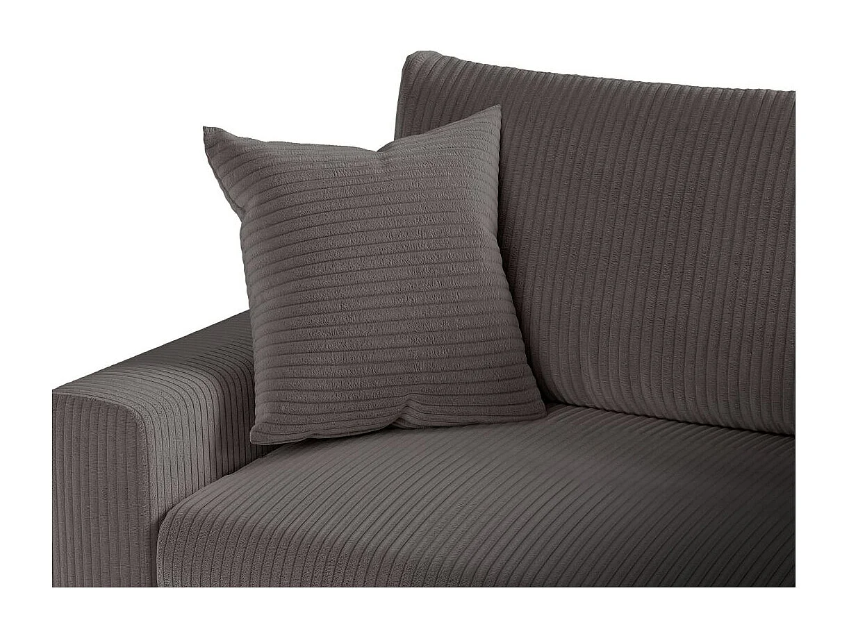 Canapé d'angle 3 places convertible réversible Maria en velours côtelé fin avec coffre - Gris - L227 x P146 x H81cm - Loungitude