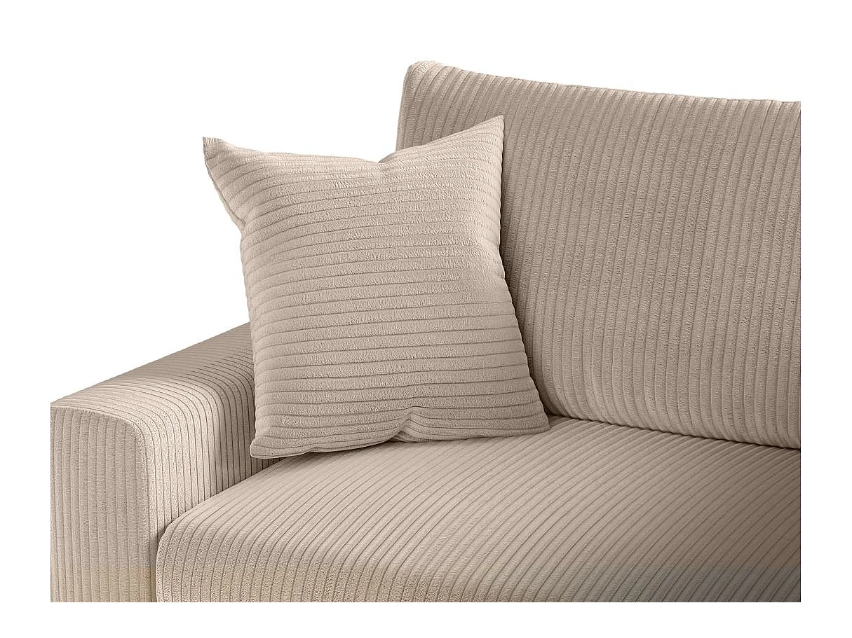 Canapé d'angle 3 places convertible réversible Maria en velours côtelé fin avec coffre - Taupe - L227 x P146 x H81cm - Loungitude