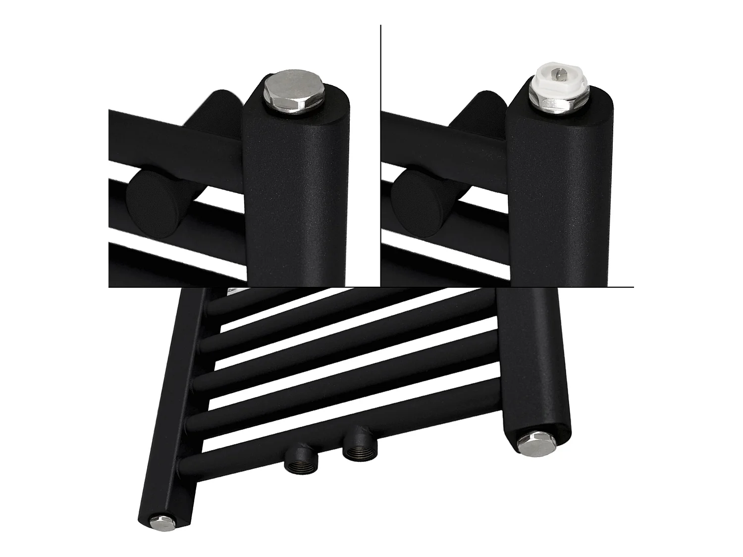 Radiador de baño Radiador conexión central Sahara Toallero Negro 50x180cm