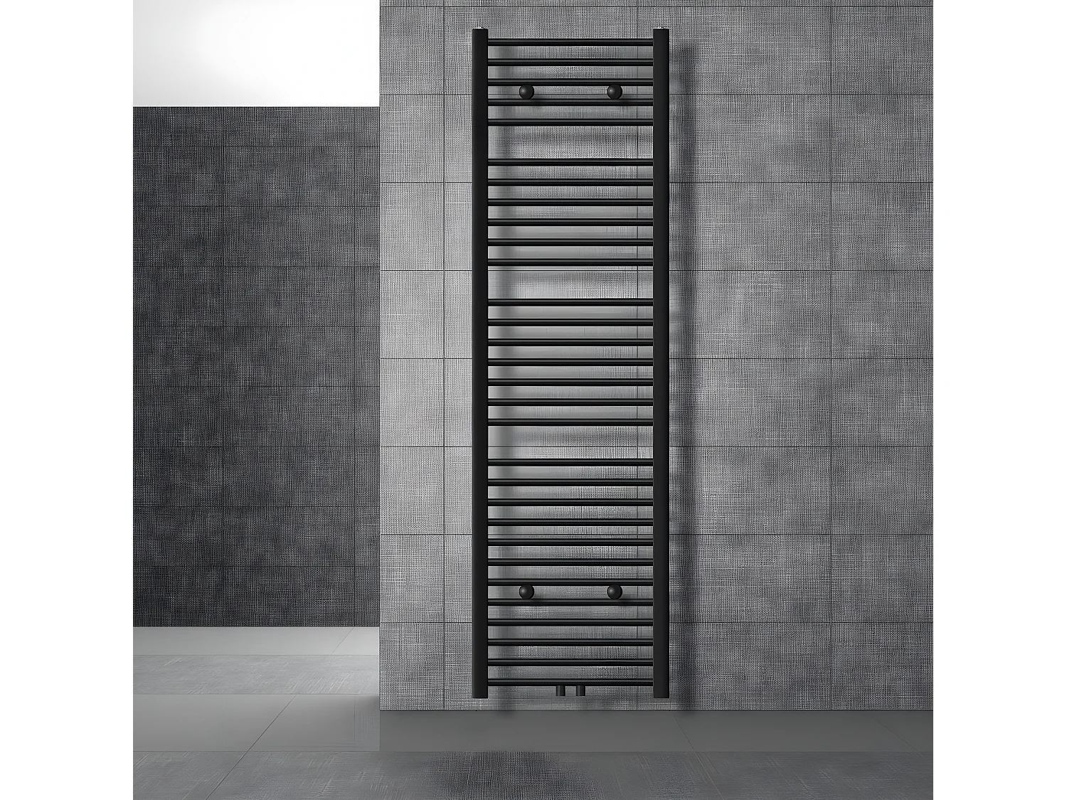 Radiateur de salle de bain Sahara raccord central chauffe-serviettes noir 50x180cm