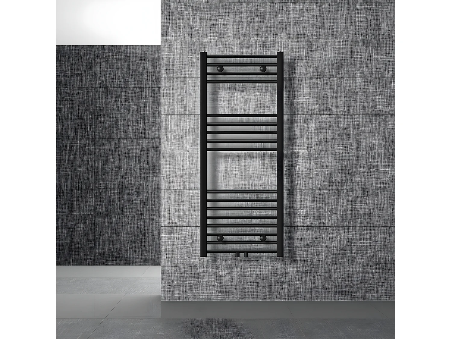 Radiateur de salle de bain Sahara raccord central sèche-serviettes noir 50x120cm