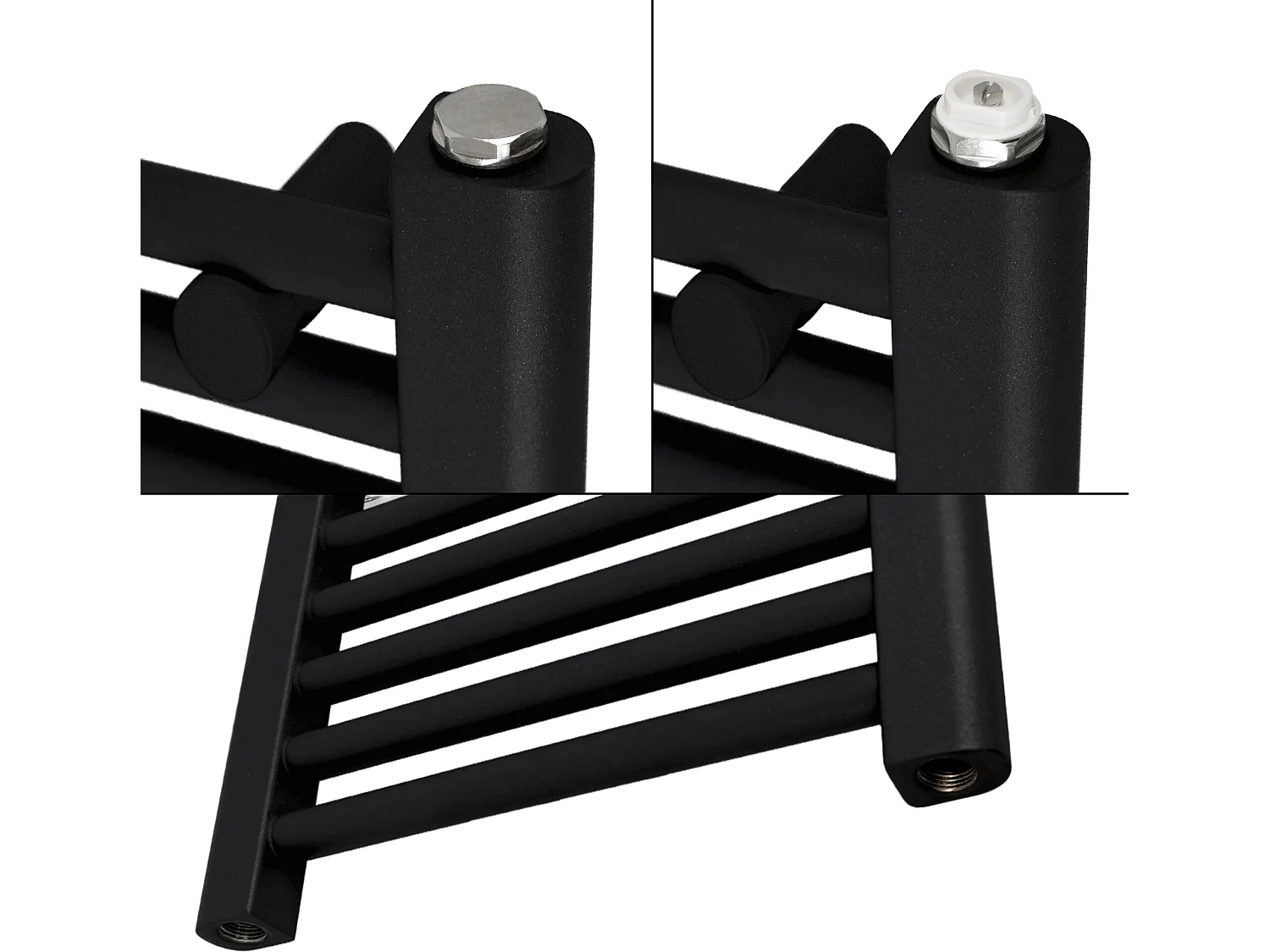 Radiateur de salle de bain Sahara raccord latéral sèche-serviettes noir 50x180cm