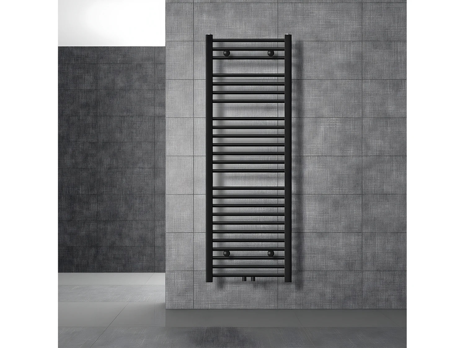 Radiador de baño Radiador conexión central Sahara Toallero Negro 50x150cm