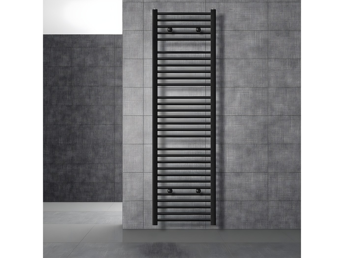 LuxeBath Radiatore da Bagno Sahara 600x1500 mm Nero Opaco Dritto Termosifone in Acciaio con Attacco Laterale Calorifero di Design Scaldasalviette Riscaldamento per Bagno Termoarredo Kit di Montaggio