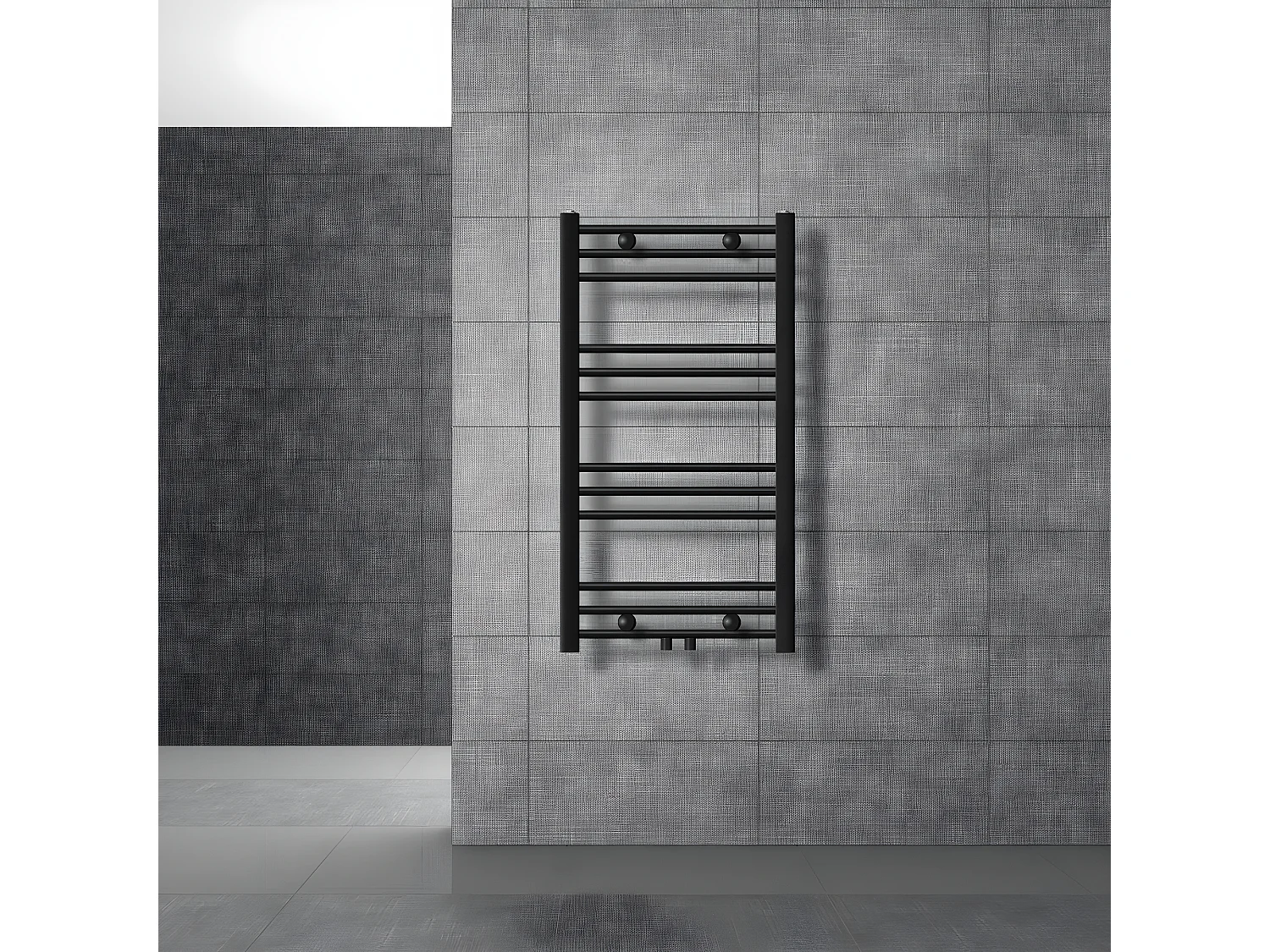 Radiateur de salle de bain Sahara raccord central chauffe-serviettes noir 50x80cm