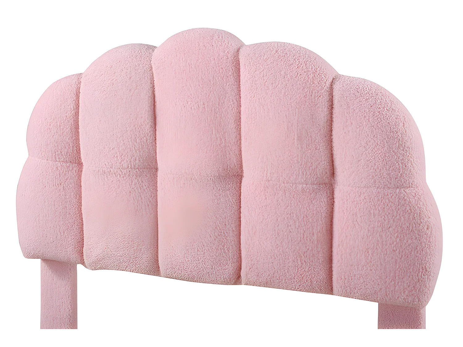 Einzelbett für Kinder, 90 x 200 cm, gepolstert mit French-Terry-Stoff – Marshmallow-förmiges Kopfteil – mit Lattenrost aus MDF – Rosa