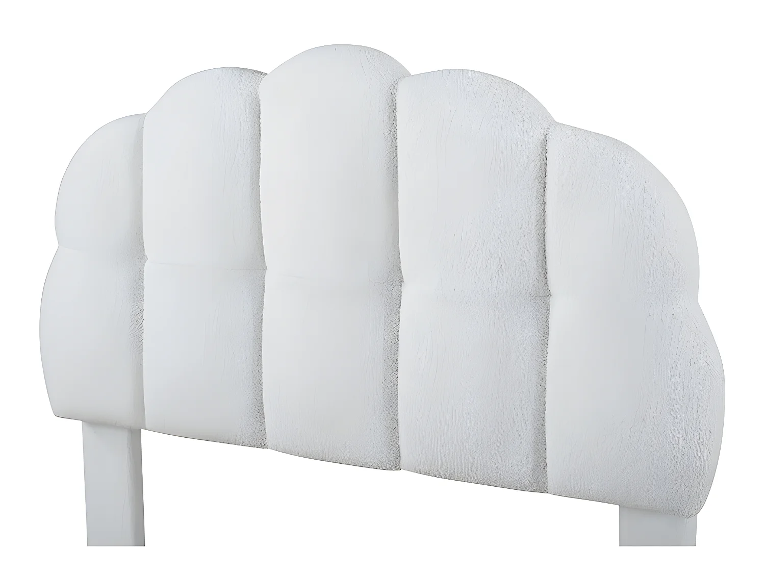 Cama infantil individual 90x200cm tapizada en tejido de rizo francés - cabecero en forma de malvavisco - con somier de láminas de MDF - Blanco