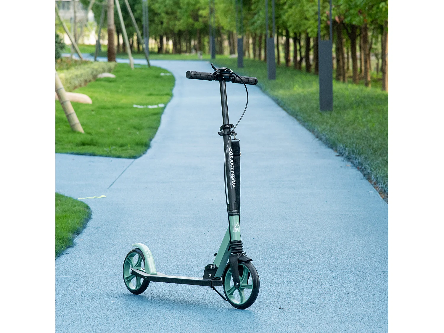 Patinete plegable negro y verde 91.5x36.5x104 cm HOMCOM