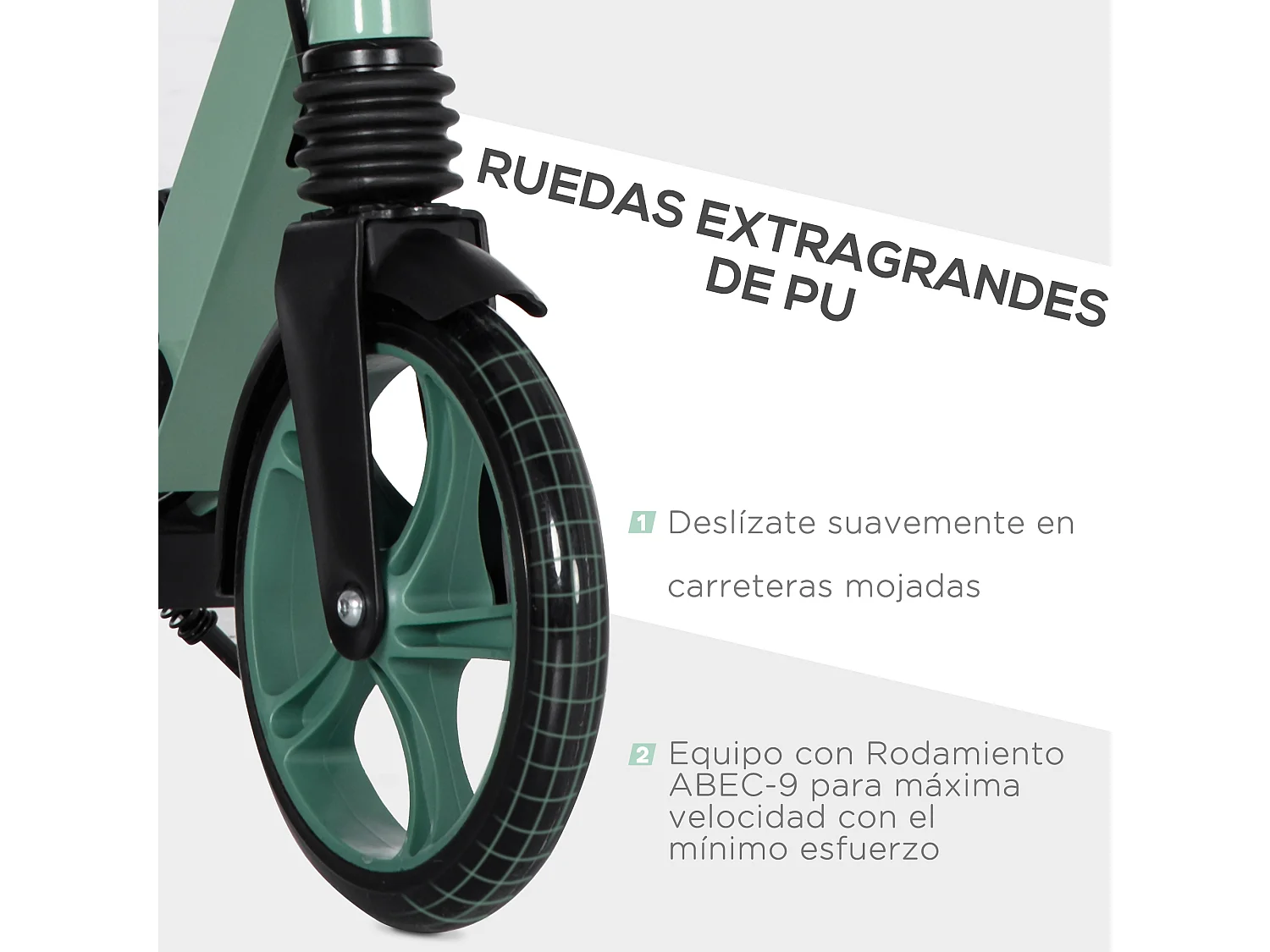 Patinete plegable negro y verde 91.5x36.5x104 cm HOMCOM