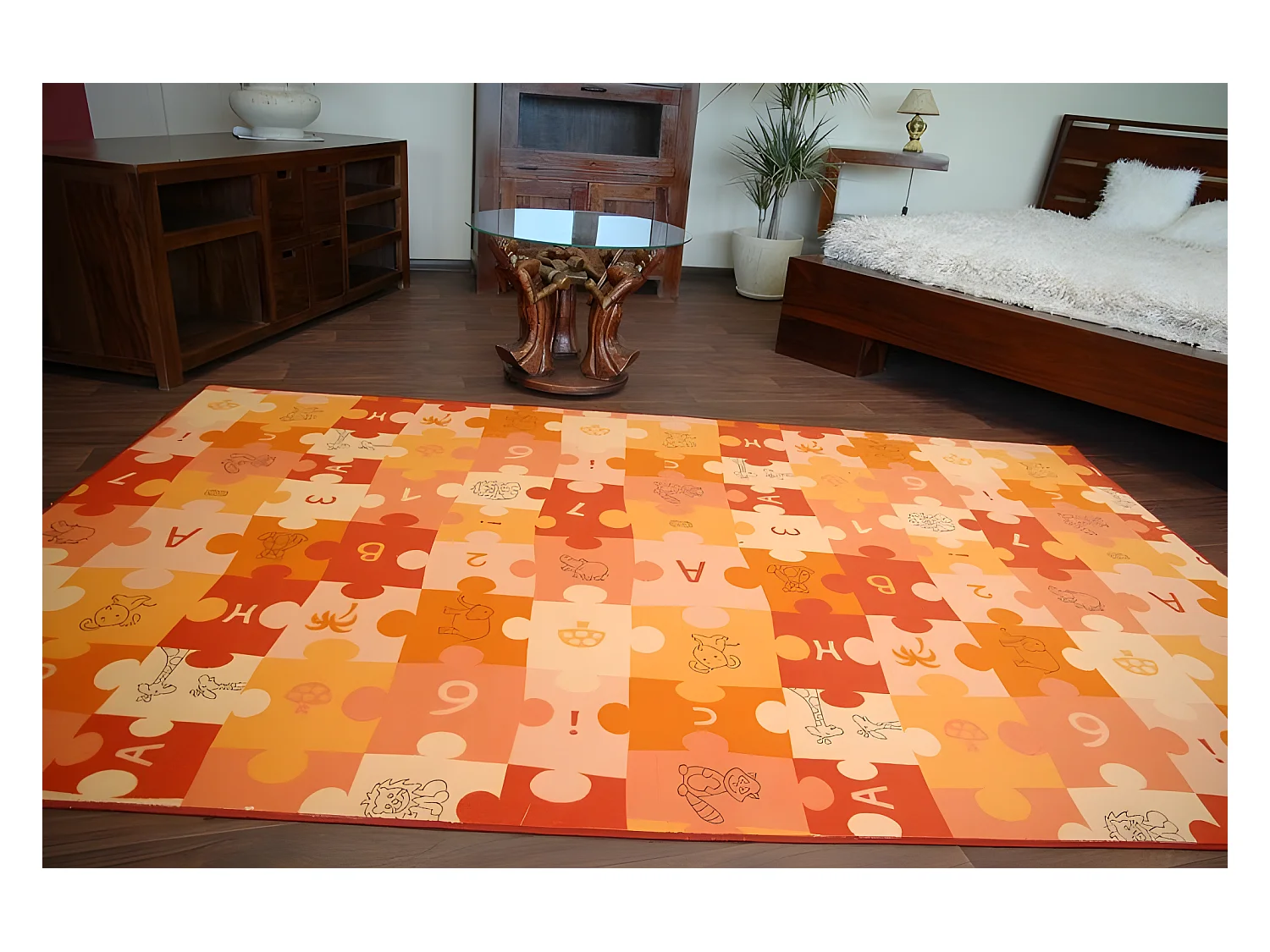 Tapis enfant PUZZLES orange  100x250 cm