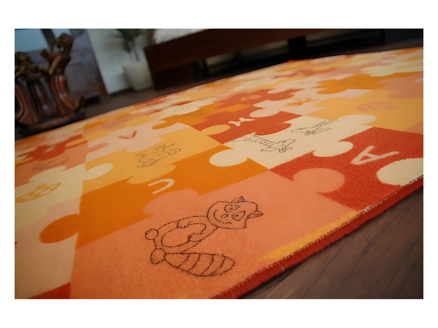 Tapis enfant PUZZLES orange  100x250 cm