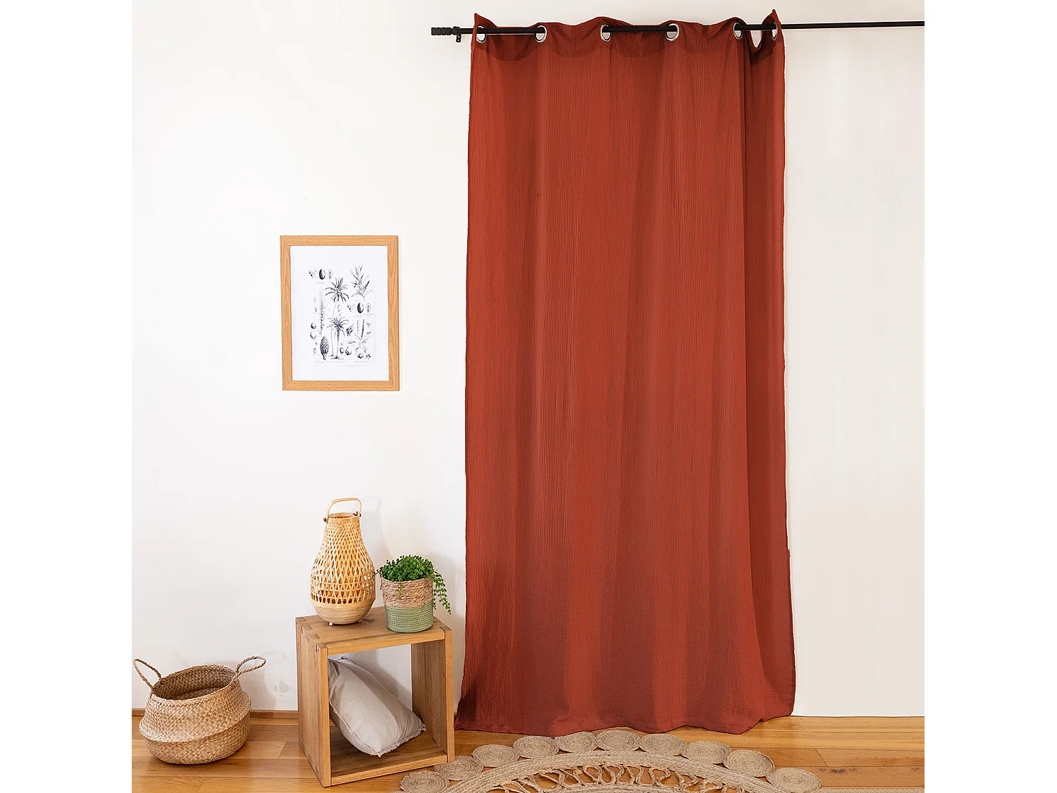 Rideau avec œillet 135X240 100% gaze de coton GAZGAZ rouge ocre