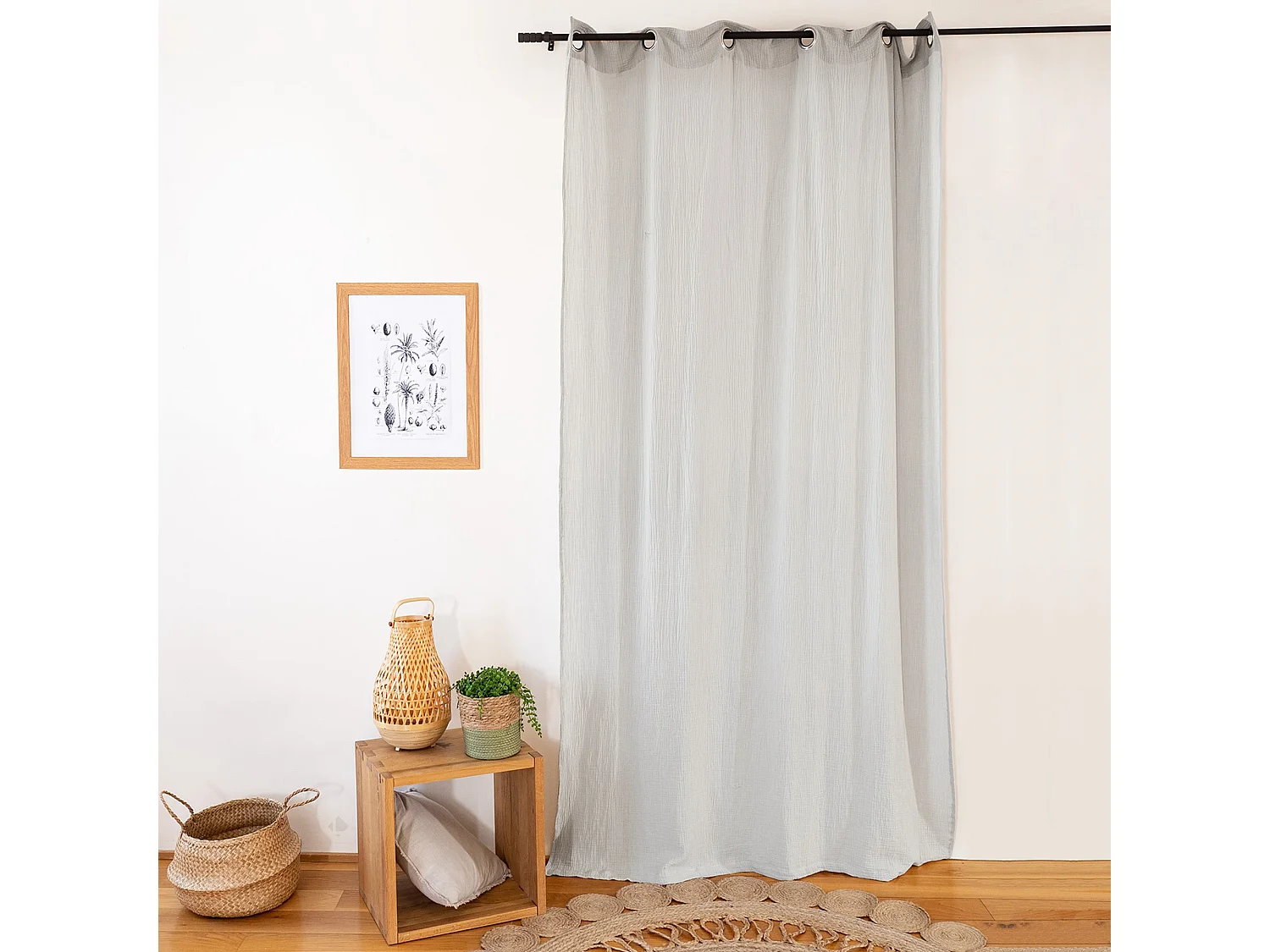 Rideau avec œillet 135X240 en 100% gaze de coton GAZGAZ gris