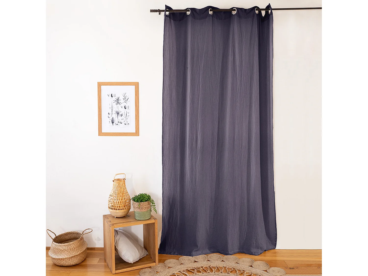 Rideau avec œillet 135X240 100% gaze de coton GAZGAZ bleu Violine