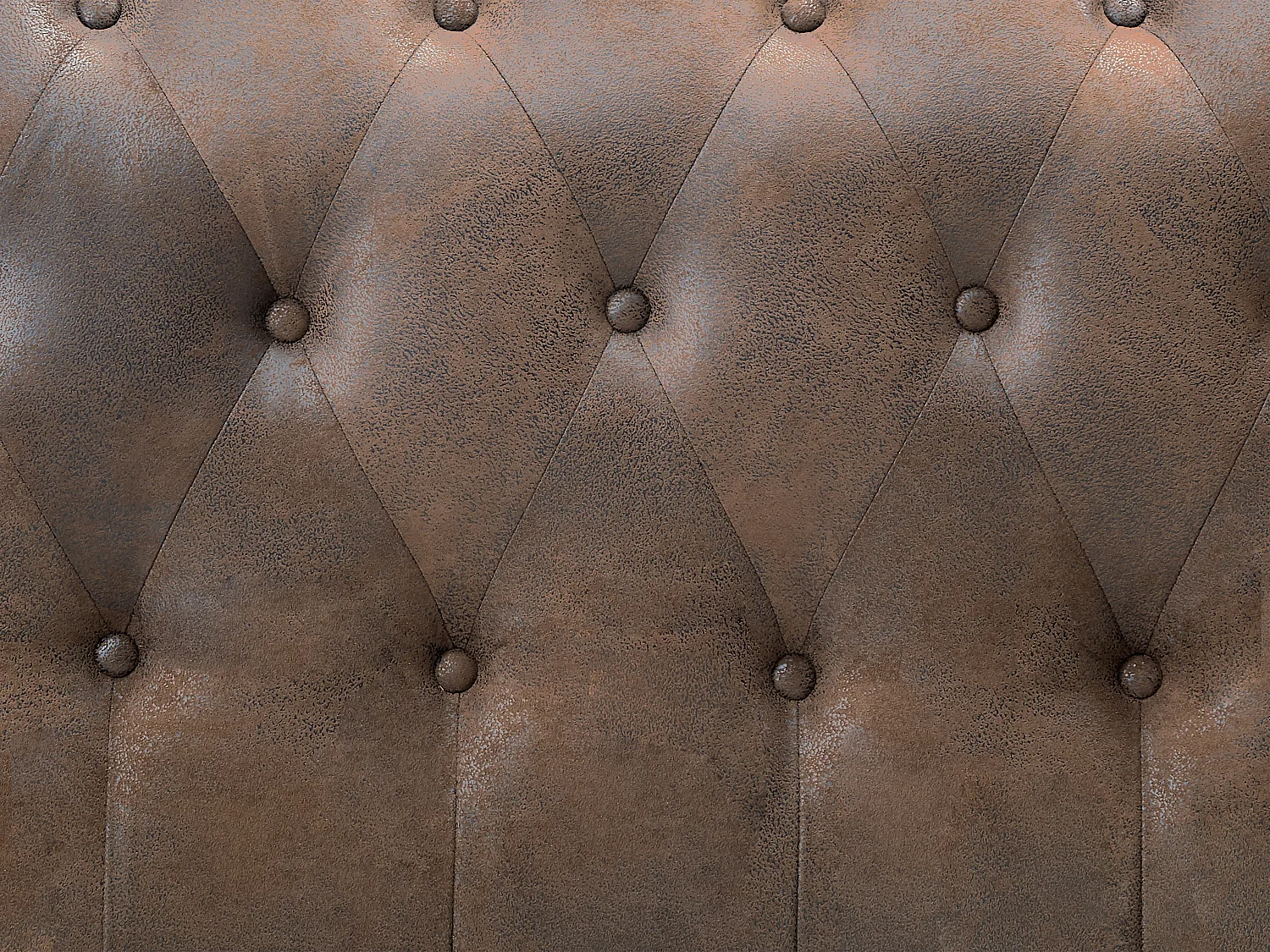 Lit chesterfield 180 x 200 cm - Tissu effet cuir vieilli - Marron - TONGERLA