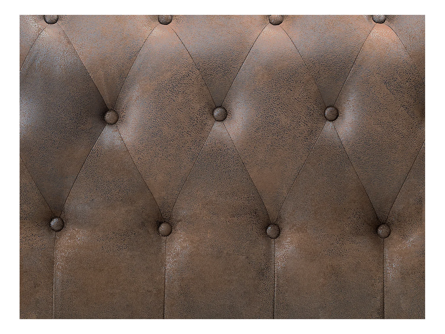 Cama chesterfield 180 x 200 cm - Tela efecto cuero envejecido - Marrón - TONGERLA