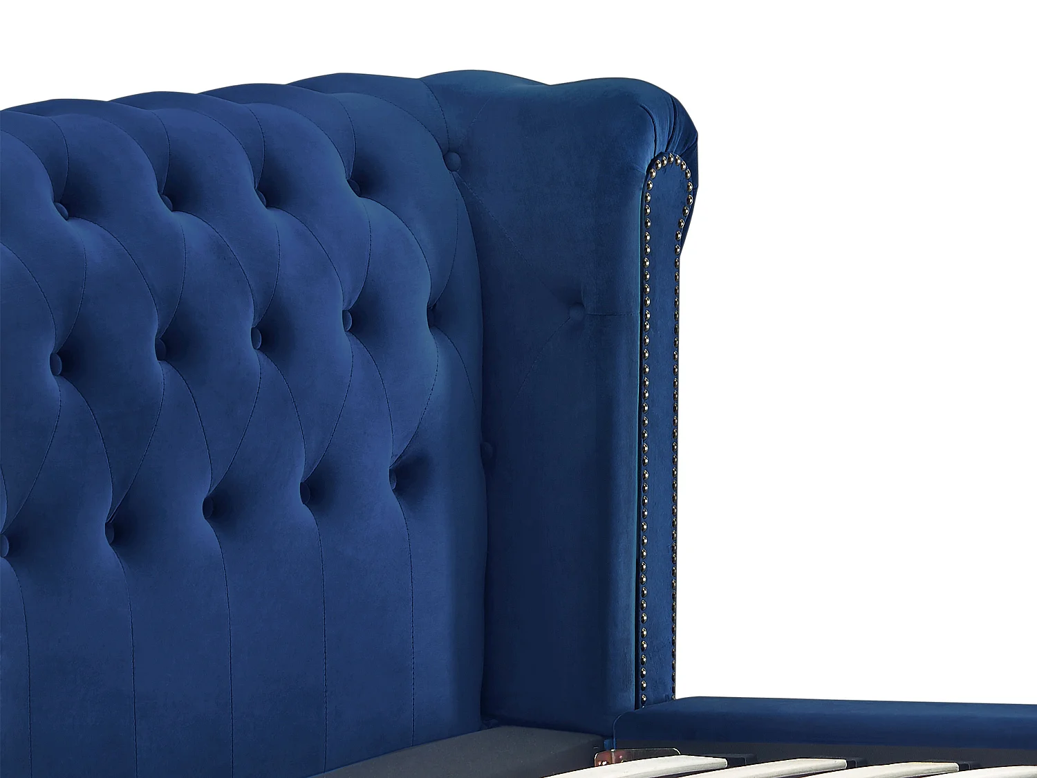 Cama chesterfield 180 x 200 cm - Terciopelo - Azul rey - TONGERLA