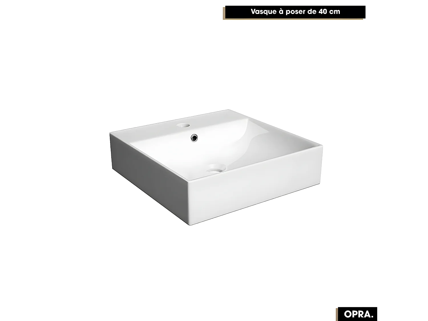 Ensemble complet de salle de bain - Meuble - Plan - Armoires - Cube - Vasque à poser avec Siphons OFFERT | OPRA | 90 x 60 x 45 cm