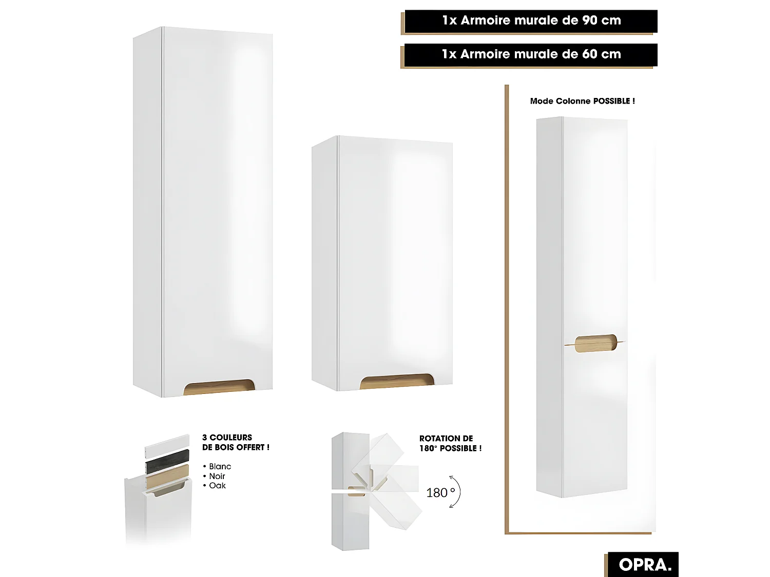 Ensemble complet de salle de bain - Meuble - Armoires - Cube - Vasque à encastrer avec Siphon OFFERT | OPRA | 60 x 30 x 45 cm