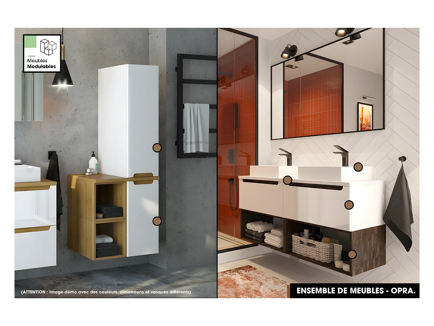 Ensemble complet de salle de bain - Meuble - Armoires - Cube - Vasque à poser avec Siphon OFFERT | OPRA | 60 x 30 x 45 cm