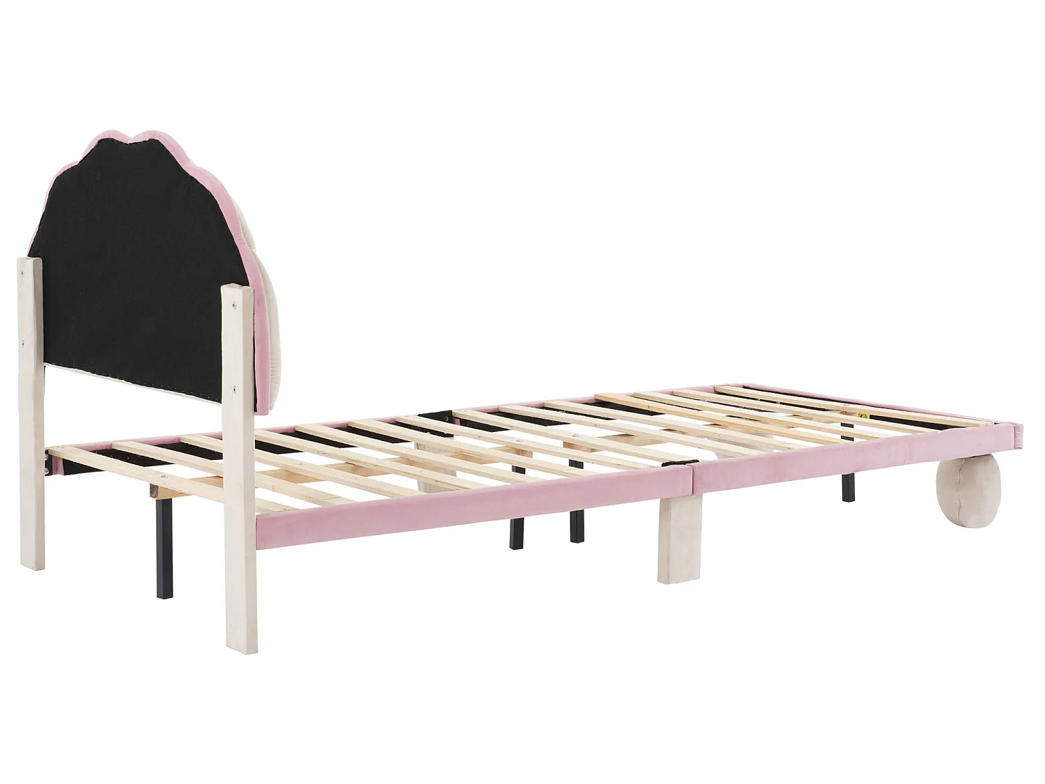 Lit coquillage lit enfant 90x200 cm avec LEDs, velours, sommier inclus, coloris beige et rose