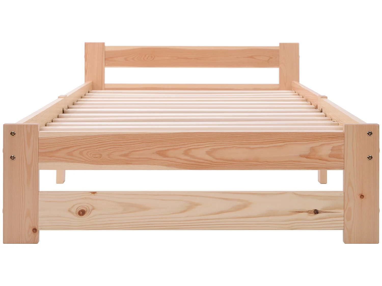 Lit 90 x 200 cm - bois massif - coloris naturel + matelas