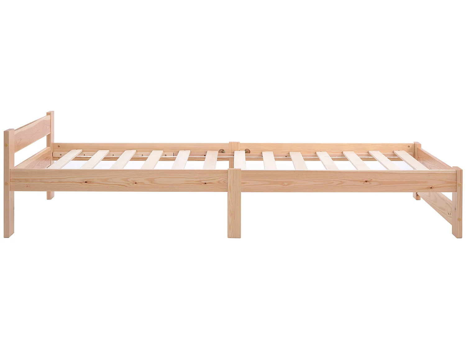 Lit 90 x 200 cm - bois massif - coloris naturel + matelas