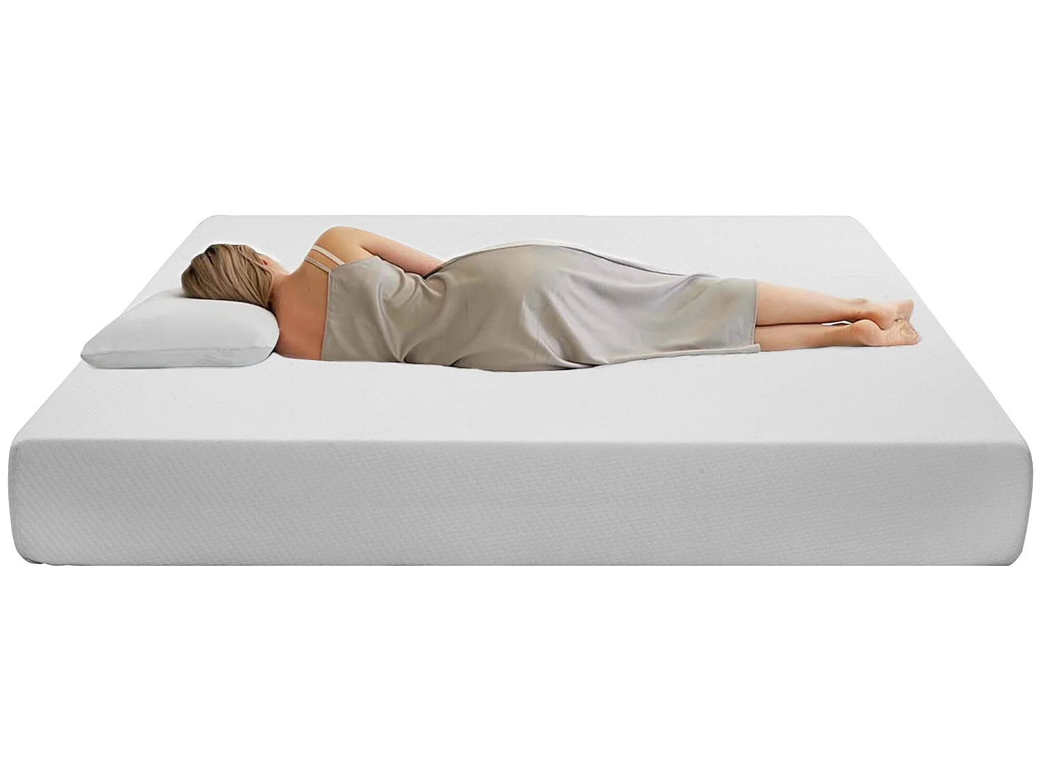 Lit 90 x 200 cm - bois massif - coloris naturel + matelas