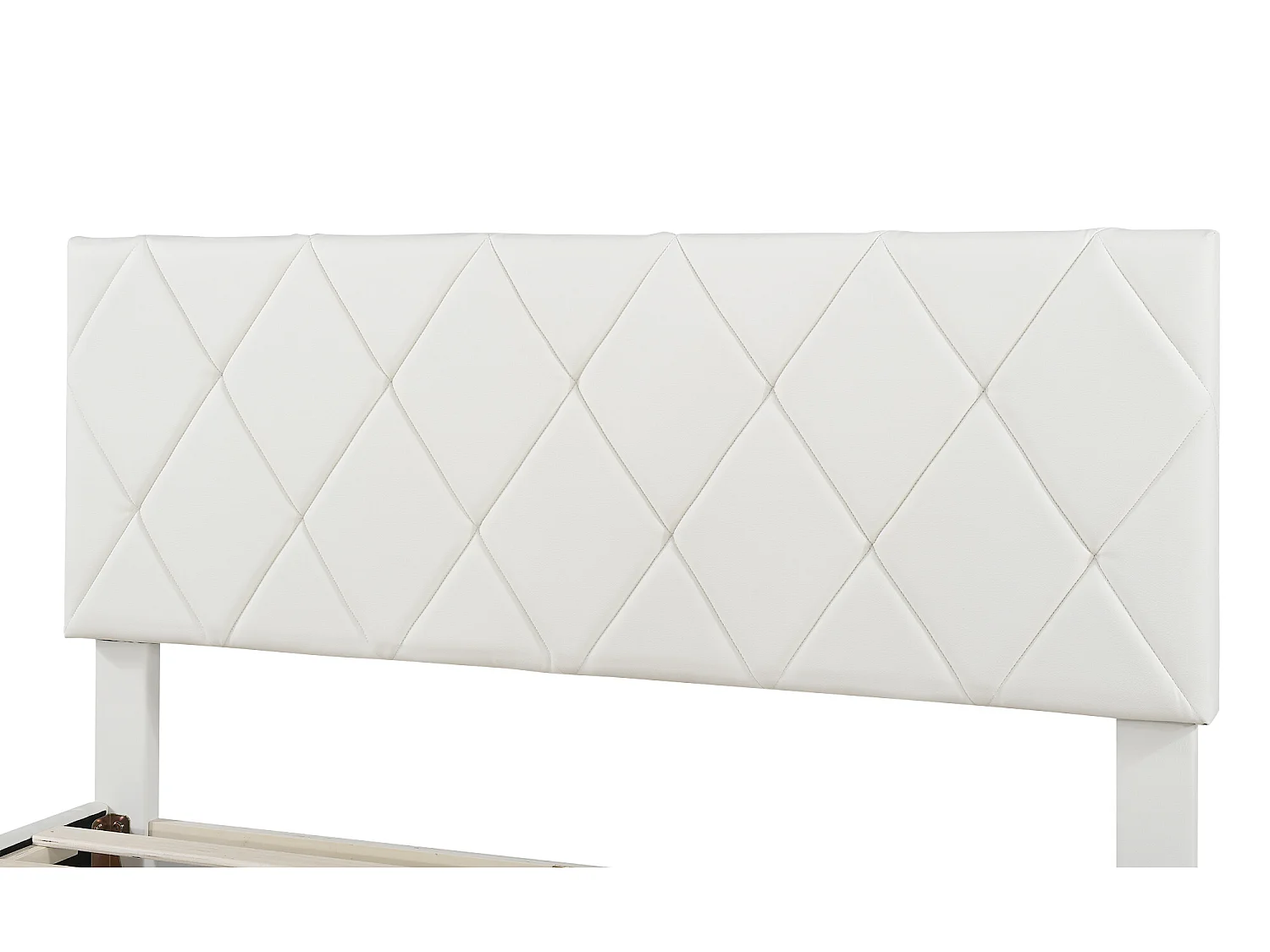 Lit double 140 x 200 cm, lit capitonné, lit flottant - cuir pu + MDF - LEDs - beige