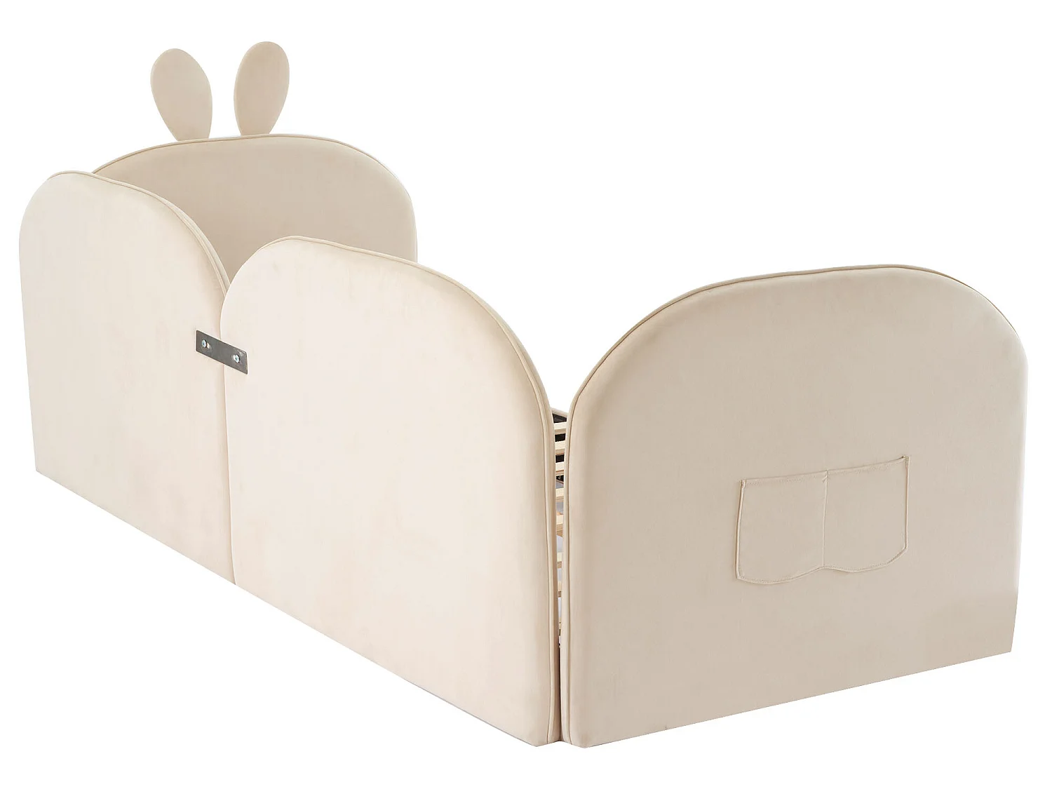 Lit banquette 90 x 200 cm pour enfant en velours sommier inclus, beige