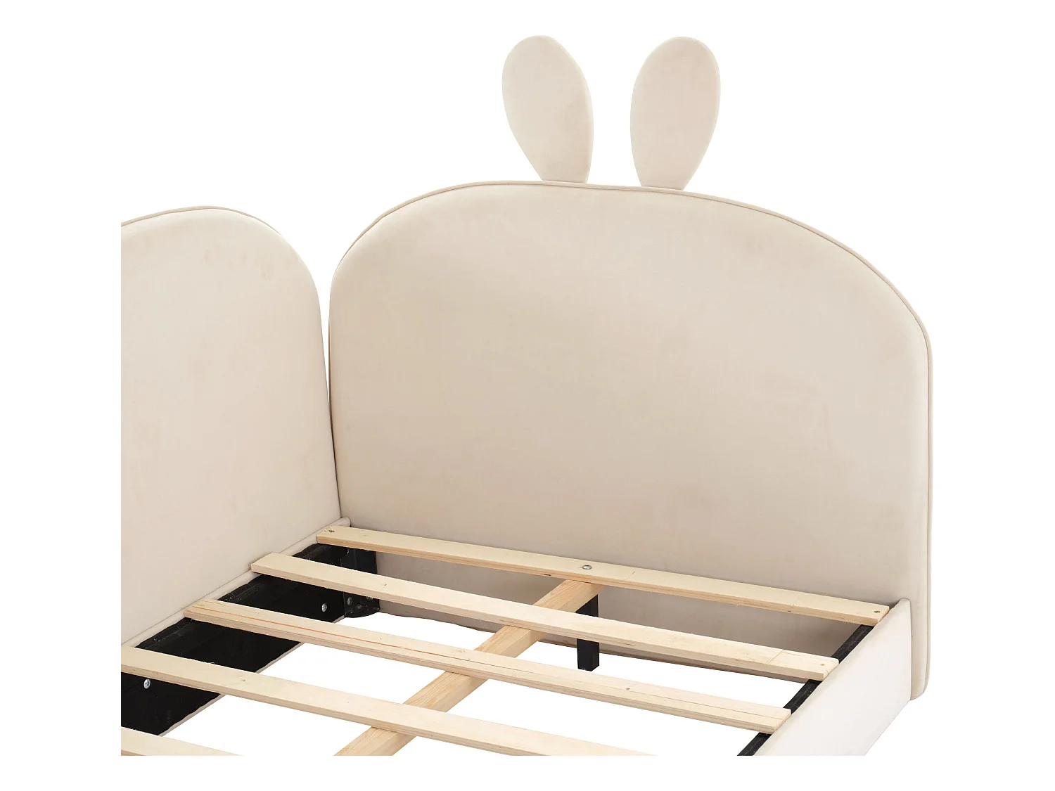 Lit banquette 90 x 200 cm pour enfant en velours sommier inclus, beige