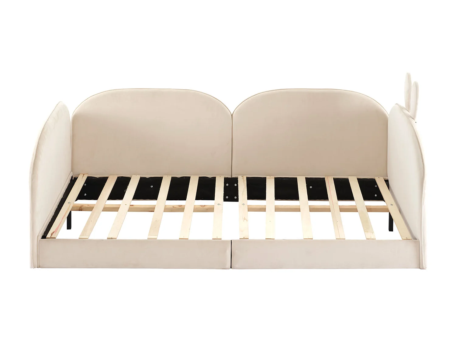 Lit banquette 90 x 200 cm pour enfant en velours sommier inclus, beige