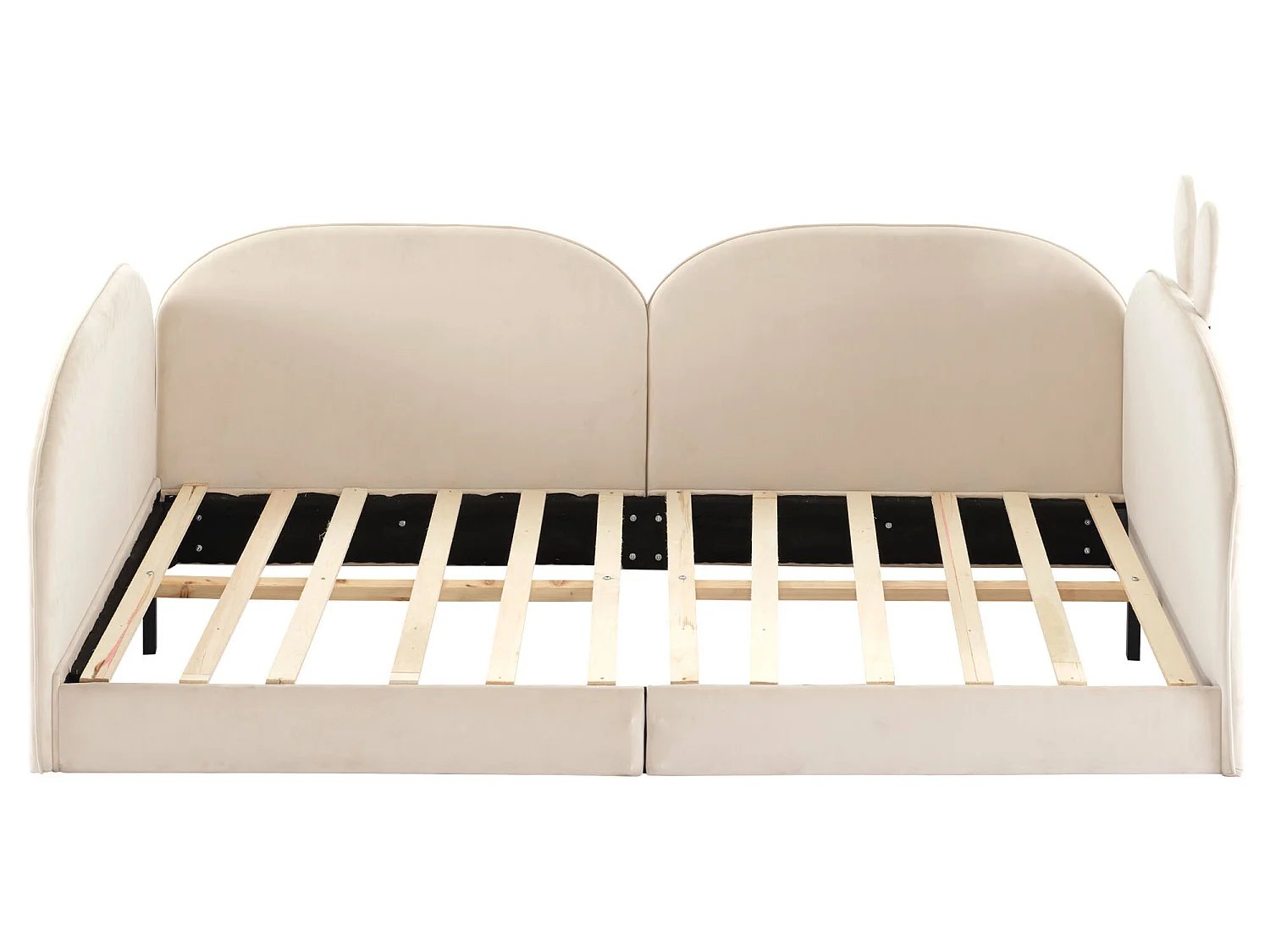 Lit banquette 90 x 200 cm pour enfant en velours sommier inclus, beige